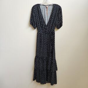 Knox Rose Dress Womens S Black Polka Dot Tiered Wrap Maxi Cottagecore Peasant